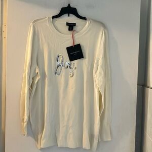 Cynthia rowley sequin JOY long sleeve sweater women’s 1X NWT